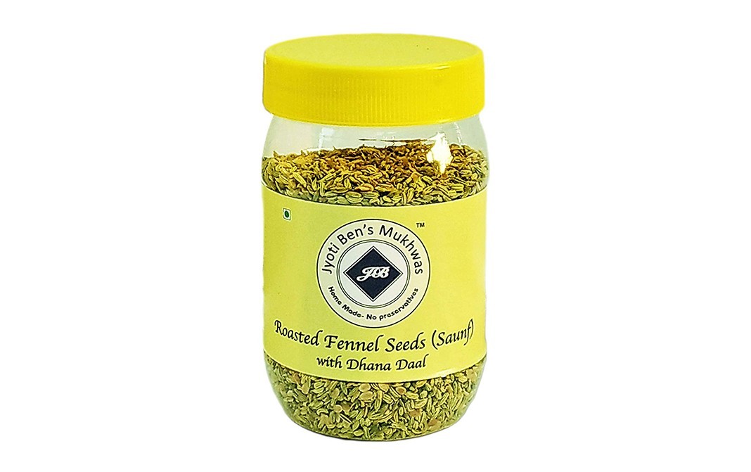 Jyoti Ben's Roasted Fennel Seeds (Saunf) with Dhana Daal   Plastic Jar  200 grams